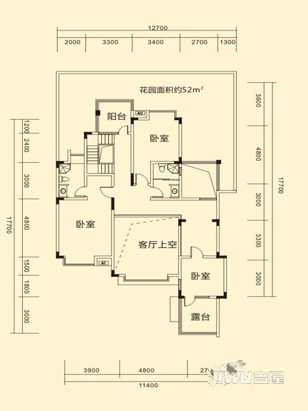 兴隆枫丹白鹭3室2厅2卫户型图