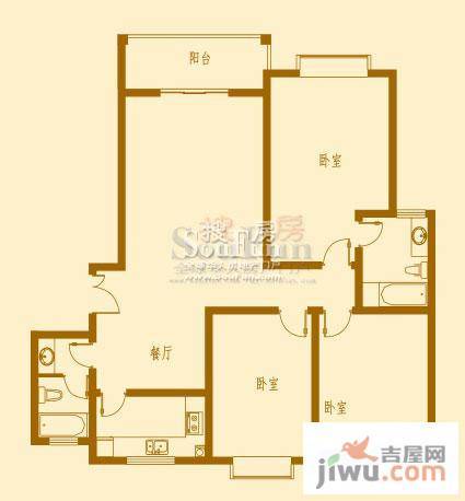 兴隆枫丹白鹭3室2厅2卫136.9㎡户型图