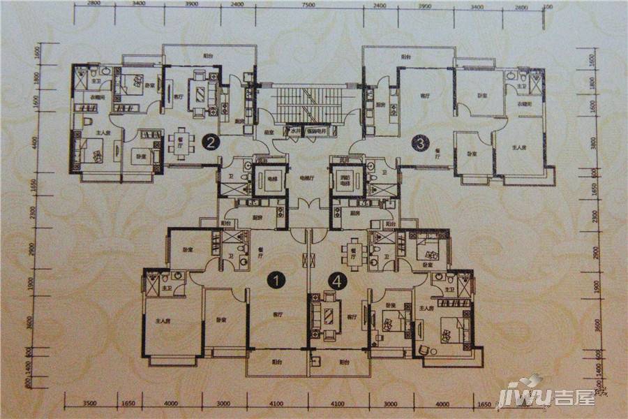 恒大城3室2厅1卫132㎡户型图