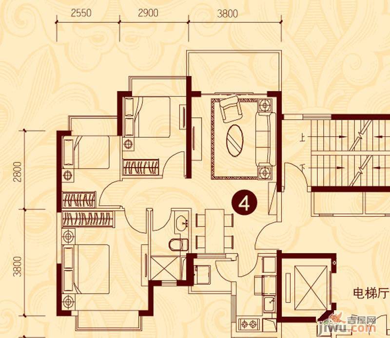 恒大城3室2厅1卫89.9㎡户型图