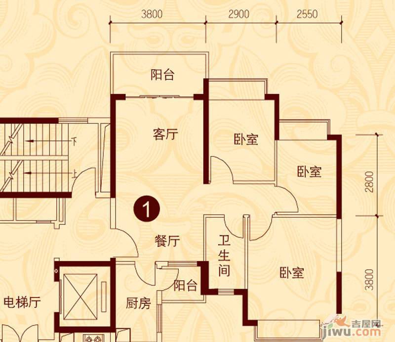 恒大城3室2厅1卫89.9㎡户型图