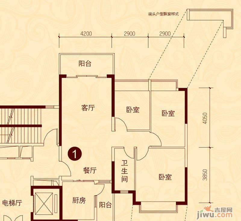 恒大城3室2厅1卫112.2㎡户型图