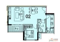 中天会展城1室2厅1卫65.4㎡户型图