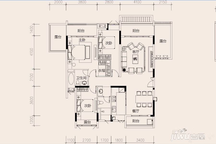 新世界·嘉院3室2厅2卫123㎡户型图