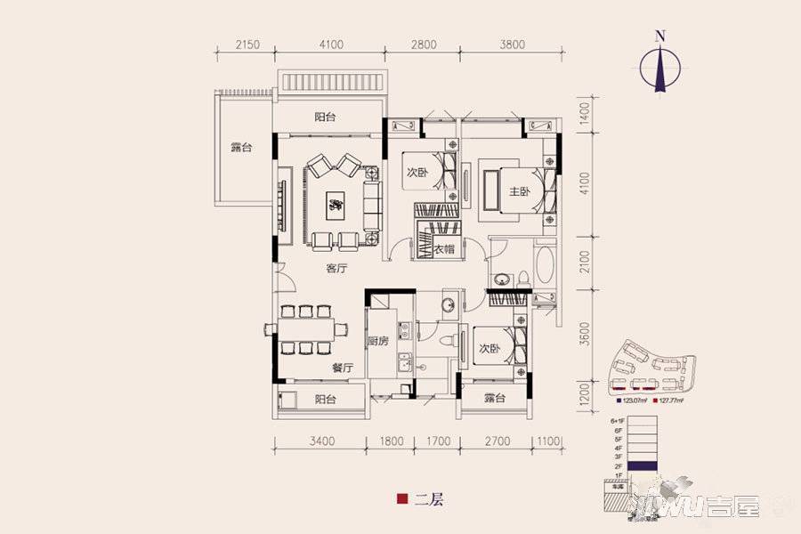 新世界·嘉院3室2厅2卫130.9㎡户型图