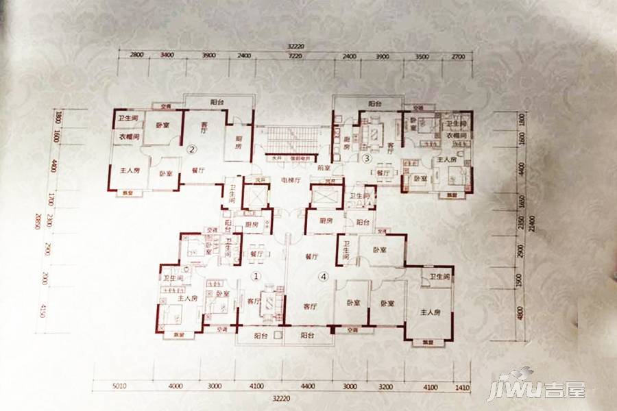 恒大雅苑4室2厅2卫160㎡户型图