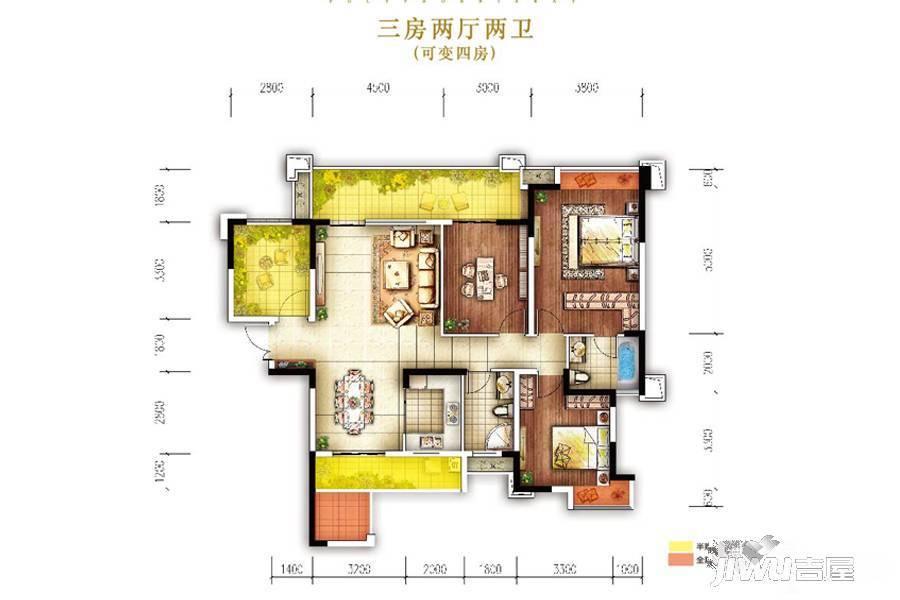 保利凤凰湾3室2厅2卫137.9㎡户型图