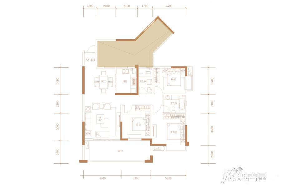 万科公园传奇3室2厅2卫132.9㎡户型图