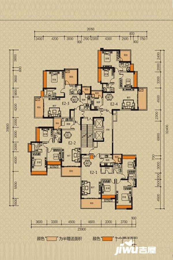 梦想典城3室2厅2卫138.9㎡户型图