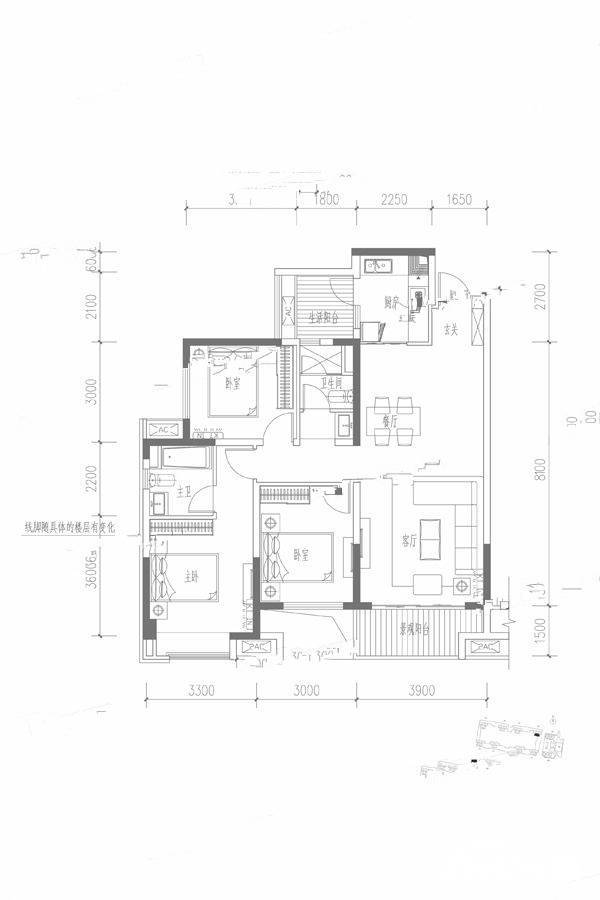 华润国际社区3室2厅2卫116㎡户型图