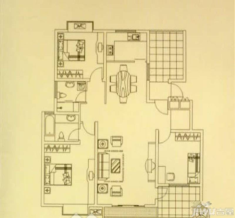 华府御庭3室2厅2卫139㎡户型图