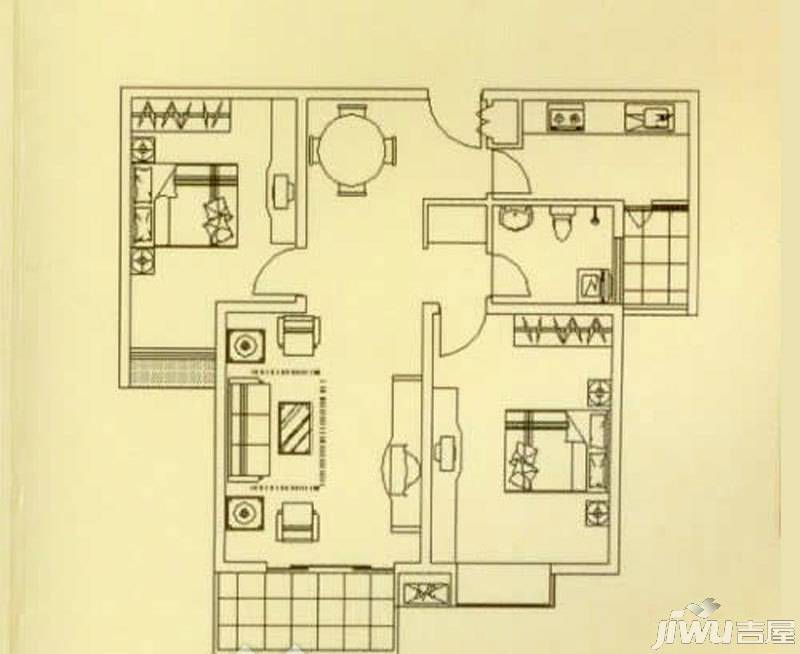 华府御庭2室2厅1卫92.8㎡户型图