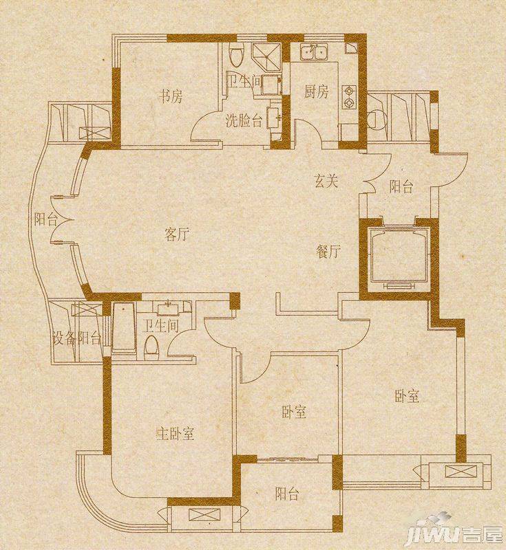 御龙湾3室2厅2卫144㎡户型图