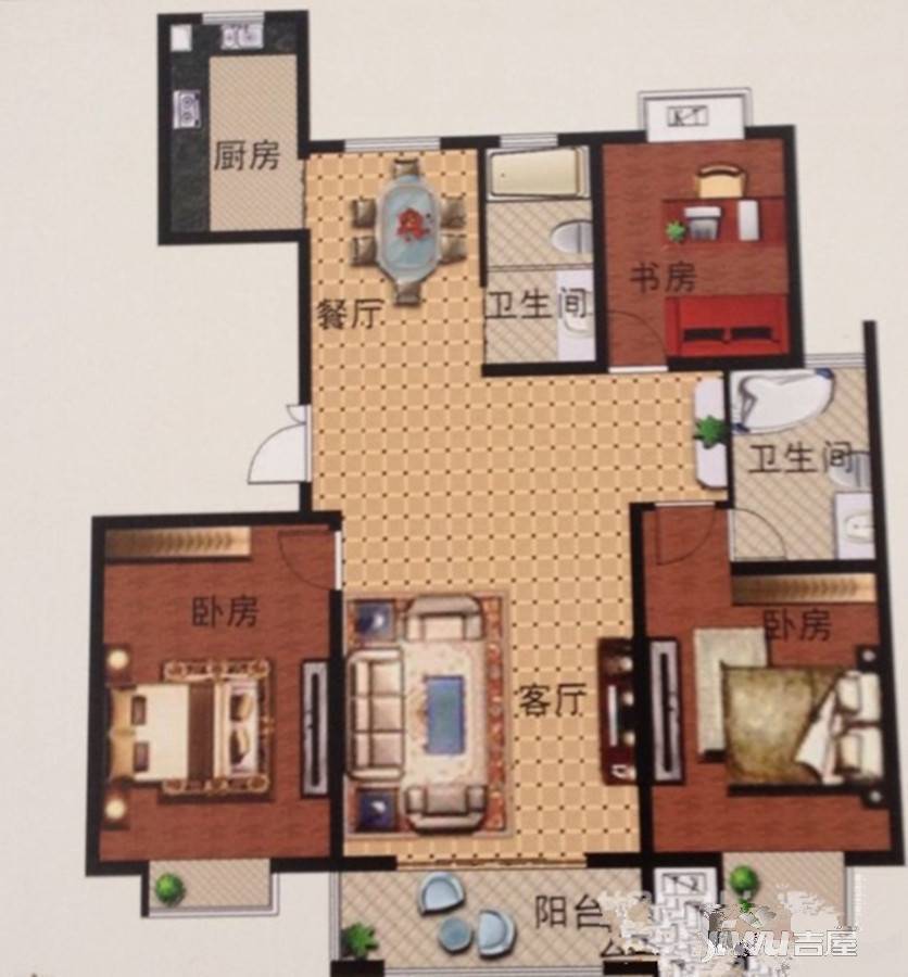 龙源新河湾3室2厅2卫户型图