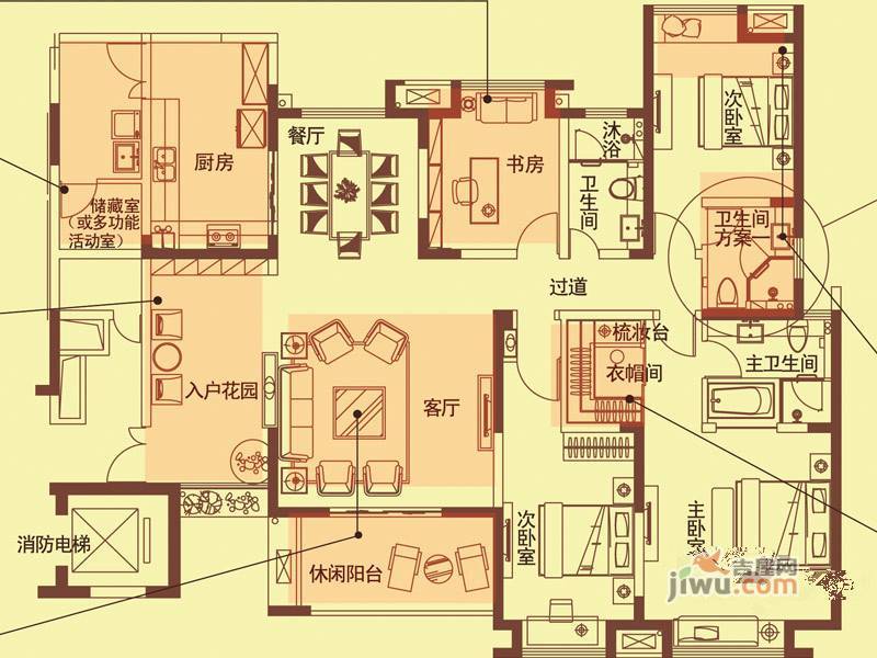 海门东恒盛国际公馆4室2厅3卫190㎡户型图