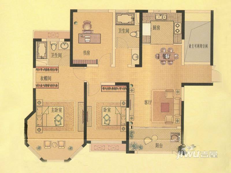 海门中南世纪城3室2厅2卫131㎡户型图