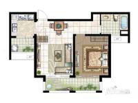银洲皇家花园1室2厅1卫82.7㎡户型图