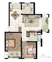 银洲皇家花园2室2厅1卫115㎡户型图