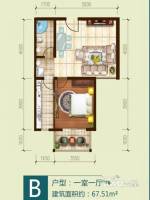 香华府1室1厅1卫67.5㎡户型图