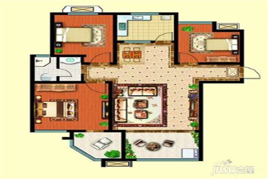 邹城盛世公馆3室2厅1卫116㎡户型图