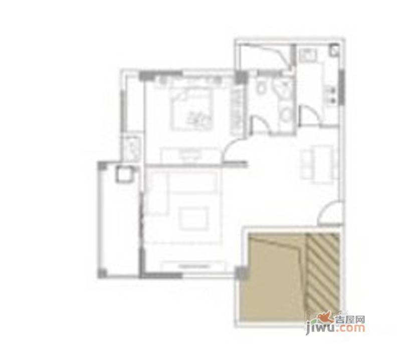 凯城花园1室2厅2卫71.9㎡户型图