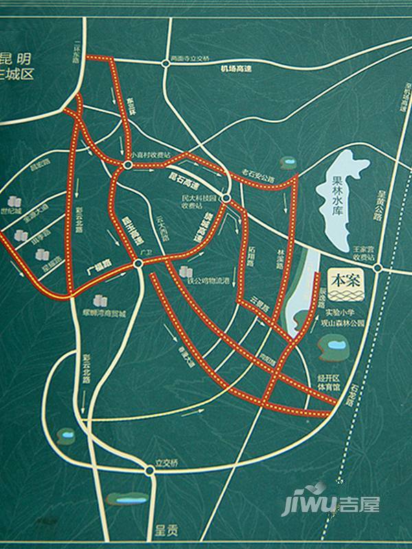 果林湖畔位置交通图1