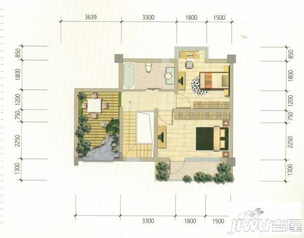 野鸭湖酩悦台1室1厅1卫97.4㎡户型图