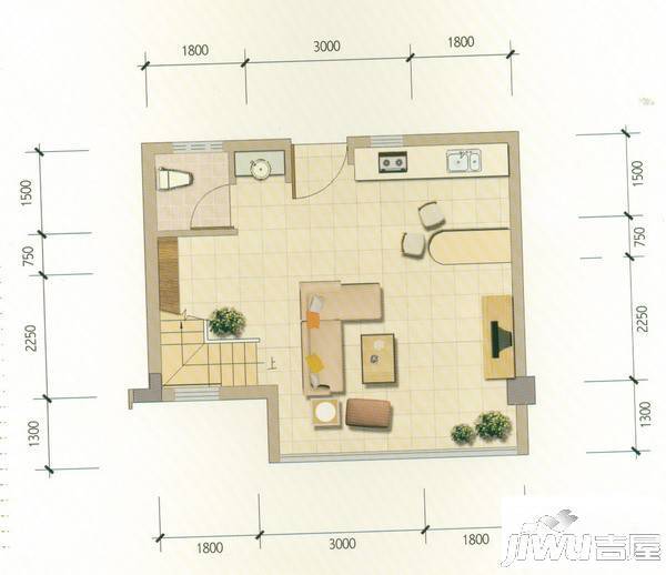 野鸭湖酩悦台普通住宅97.4㎡户型图