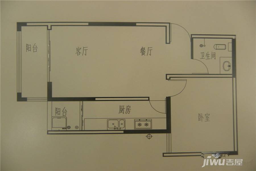 西尚林居1室2厅1卫62.1㎡户型图