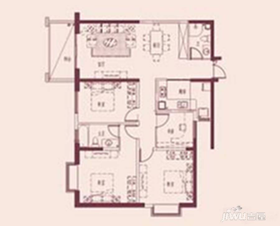 凤凰国际凤凰湾4室2厅1卫142.9㎡户型图