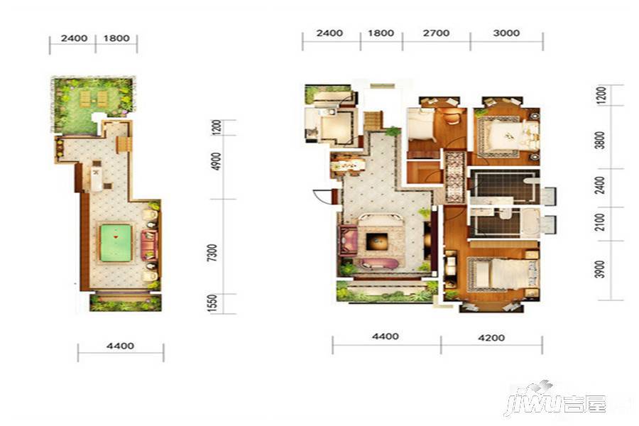 官房都铎城邦3室2厅2卫188㎡户型图