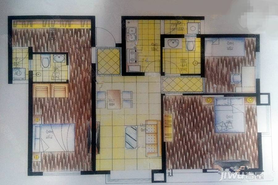 宁湖·万国城3室2厅2卫116㎡户型图