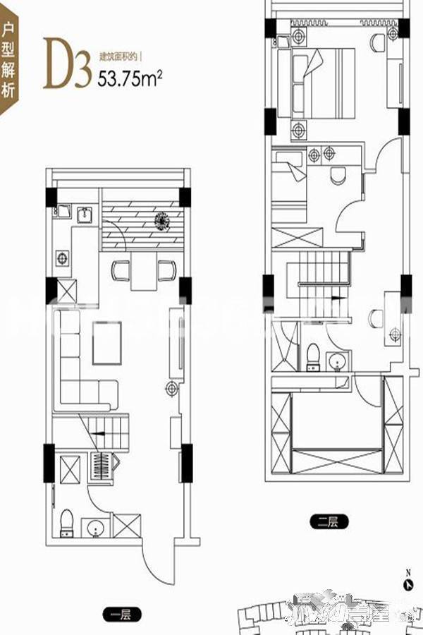 仙鹤湾公寓3室2厅1卫108㎡户型图