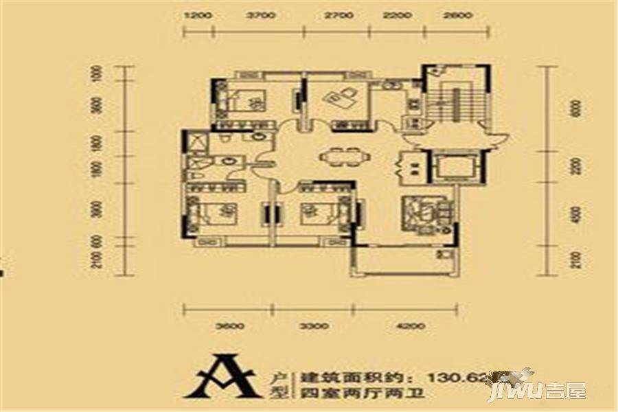 兴化上河园3室2厅1卫108.9㎡户型图