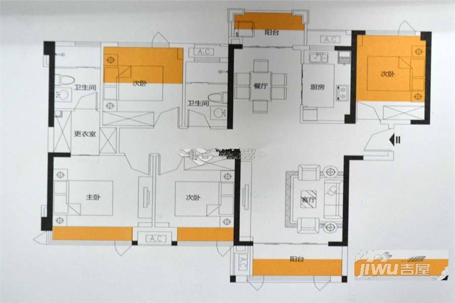 南安中骏世界城4室2厅2卫125㎡户型图