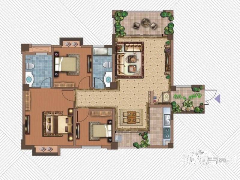 天元未来城3室2厅2卫112㎡户型图