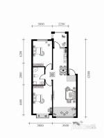 阳光新城三期中央街区2室2厅1卫74.7㎡户型图