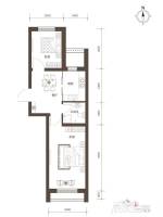 东地天澜2室1厅1卫53.7㎡户型图