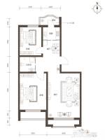 东地天澜2室2厅1卫83.3㎡户型图