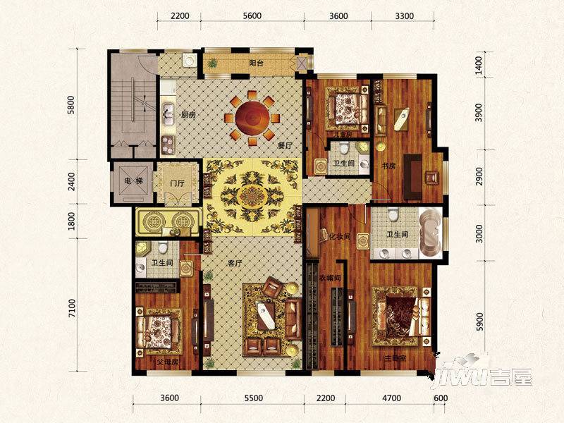 龙首壹号院4室2厅3卫270㎡户型图