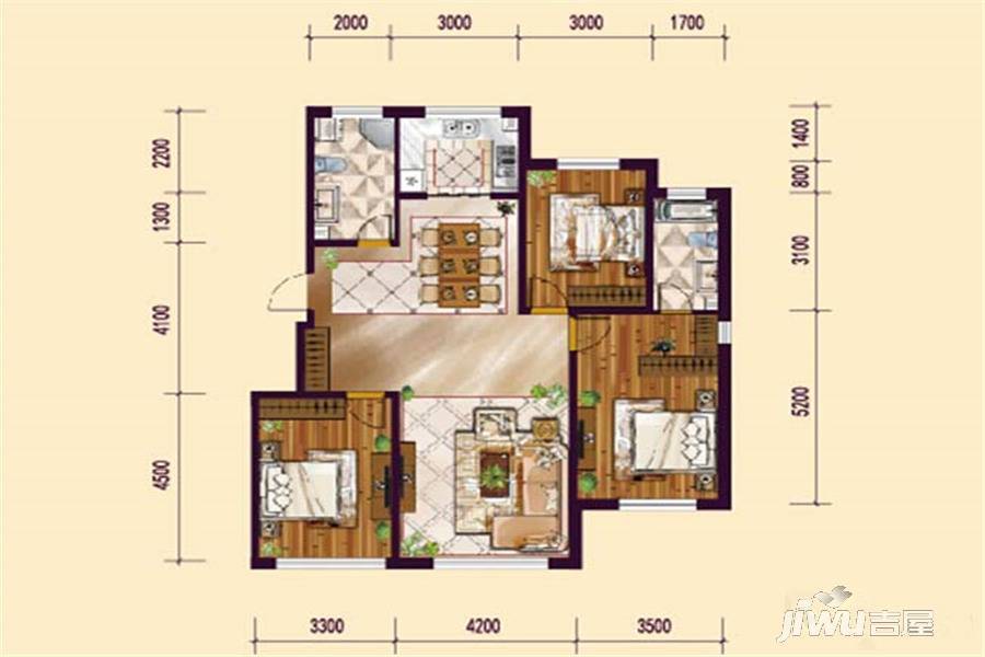 远创紫樾台3室2厅2卫127㎡户型图