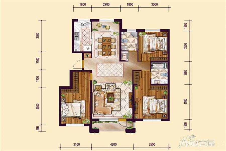 远创紫樾台3室2厅2卫133㎡户型图