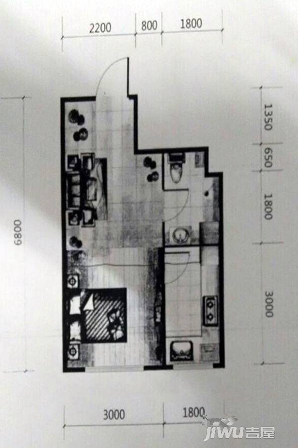 像素公园1室1厅1卫48㎡户型图