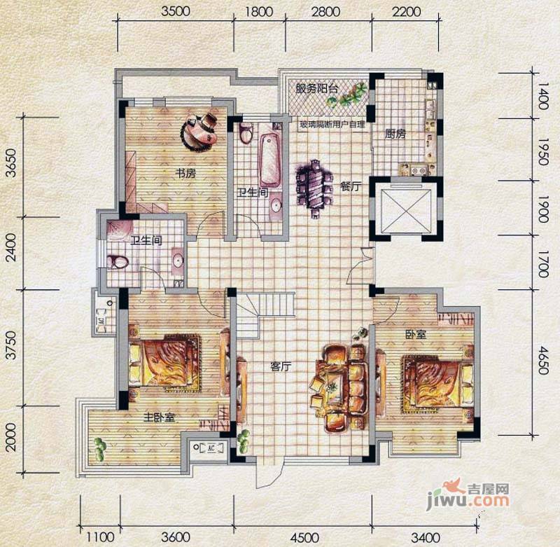 高新怡众名城3室2厅2卫139.2㎡户型图