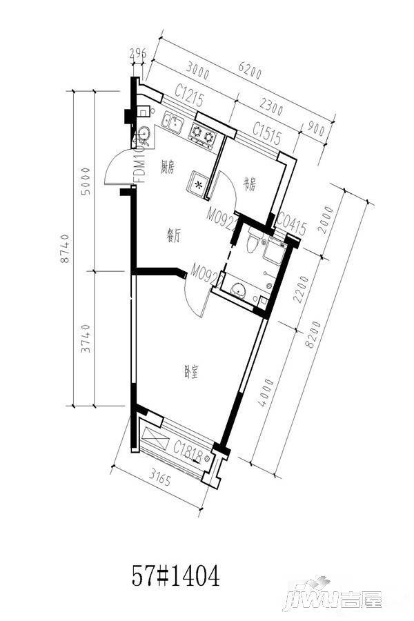 梦想公馆1室1厅1卫50.8㎡户型图