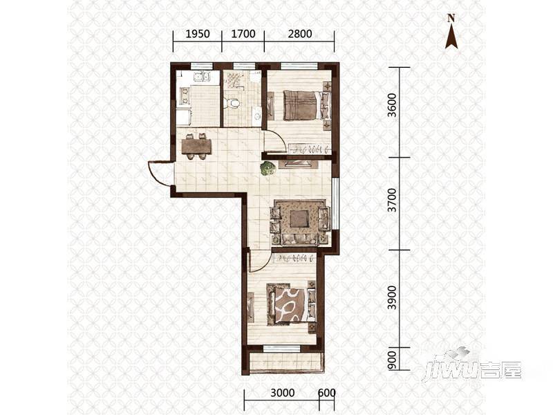 益和国际城2室2厅1卫65.9㎡户型图