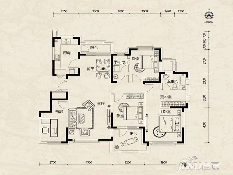 力旺弗朗明歌4室2厅2卫160㎡户型图