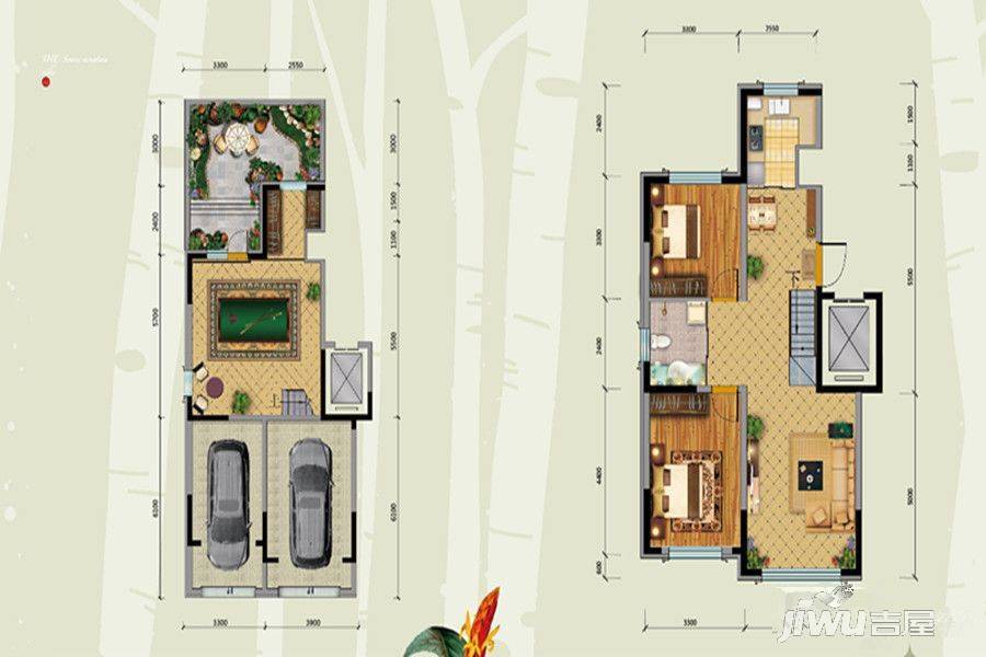 源山别院3室2厅1卫136㎡户型图