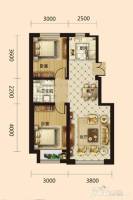 米澜国际三期2室2厅1卫83㎡户型图