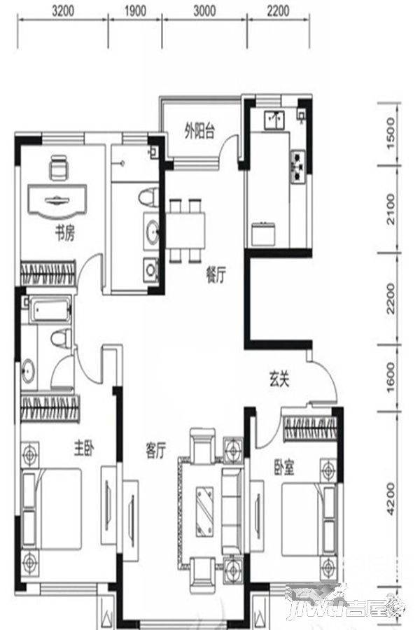 嘉惠七号院3室2厅2卫137㎡户型图